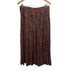 Vintage Point of View Skirt Womens 14 Paisley Midi Pleated Modest Made USA
